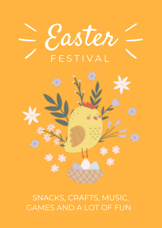 Easter Festival Announcement on Yellow Flyer A6 Design Template