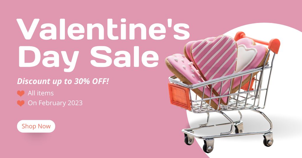 Valentine's Day Sale Announcement with Cookie Facebook AD tervezősablon