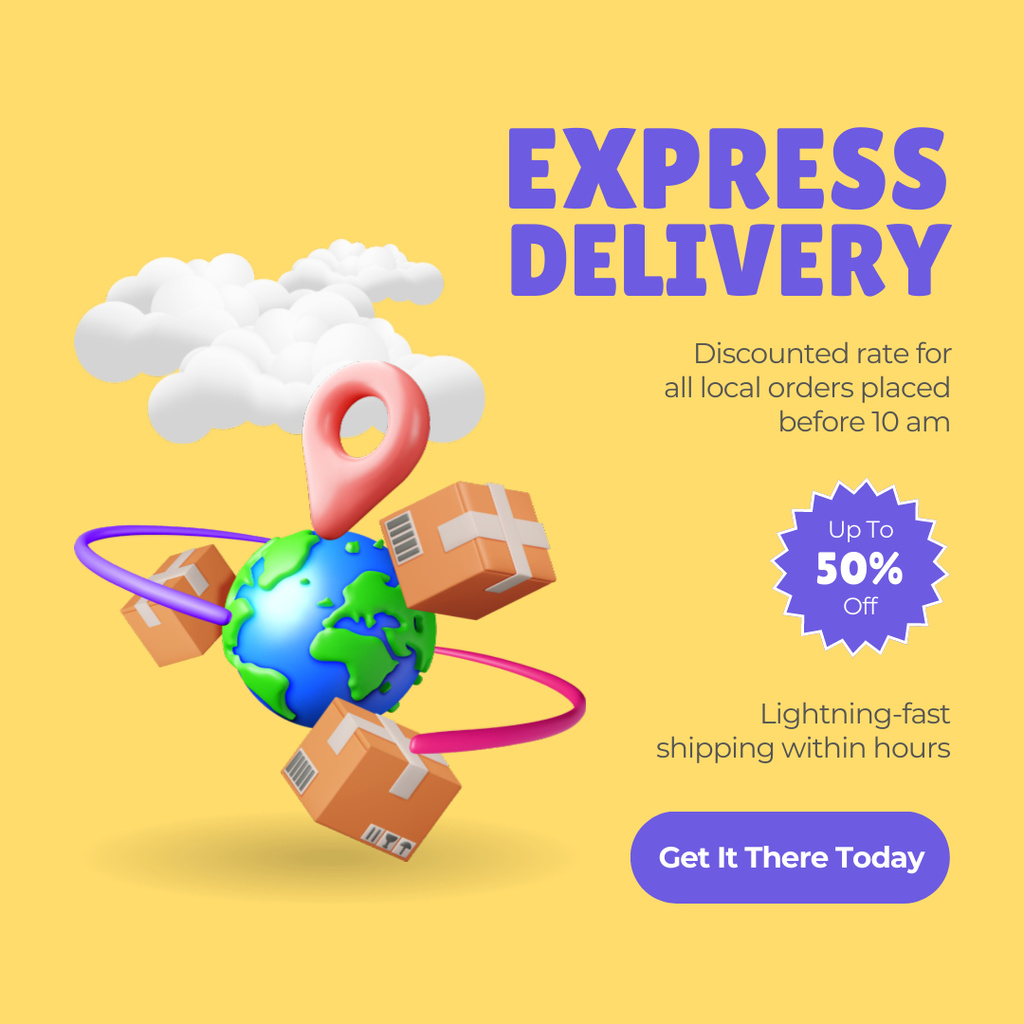 Worldwide Express Delivery Instagram AD Design Template