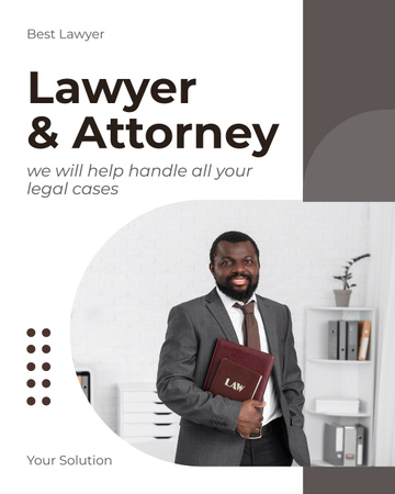 Ontwerpsjabloon van Instagram Post Vertical van Advertentie voor juridische diensten met vriendelijke advocaat