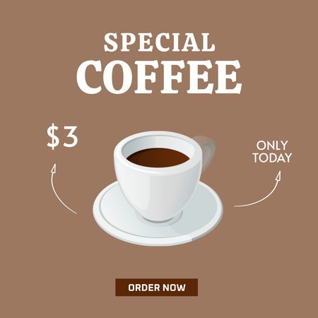 Speciální nabídka kávy s ilustrací šálku Instagram Šablona návrhu