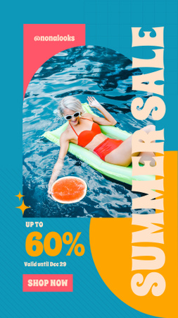 Summer Fashion Sale Ad with Pretty Woman Instagram Story Design Template