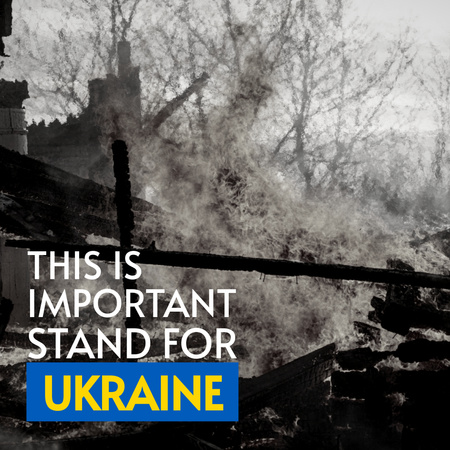 Showing Support for Ukraine on Black and White Instagram Design Template
