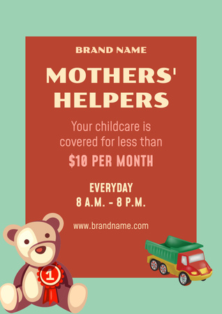 Template di design Offerta di servizi di babysitting professionale con giocattoli Poster