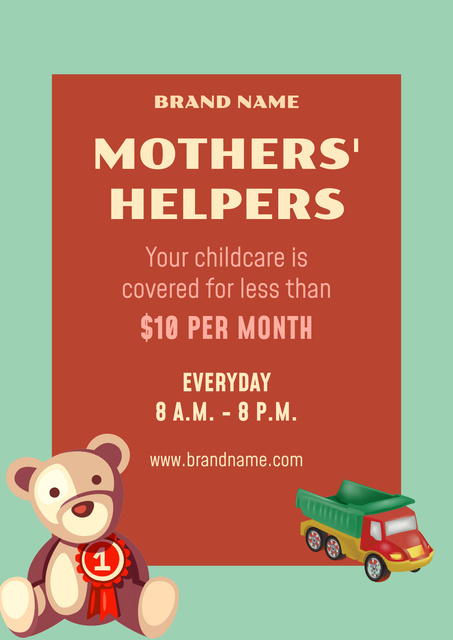 Professional Babysitting Services Offer With Toys Poster Šablona návrhu