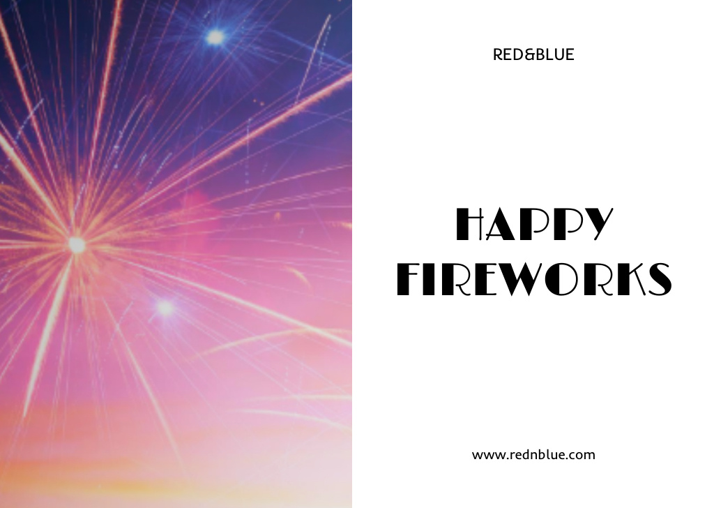 Template di design USA Independence Day Celebration Announcement with Happy Fireworks Postcard