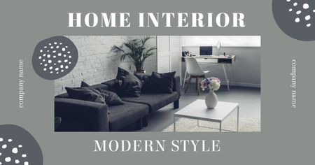Interior Design of Modern Style Grey Facebook AD Design Template