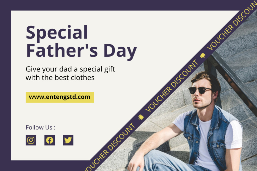 Plantilla de diseño de Gift Card for Purchase of Clothes on Father's Day Gift Certificate 