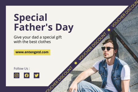 Designvorlage Geschenkgutschein für den Kauf von Kleidung am Vatertag für Gift Certificate