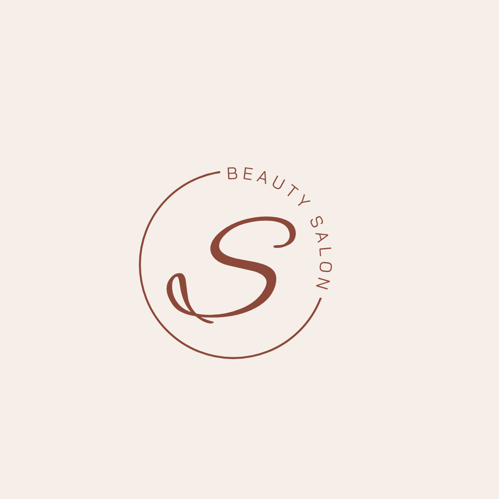 Beauty Salon Emblem With Monogram In Beige Logo – шаблон для дизайна