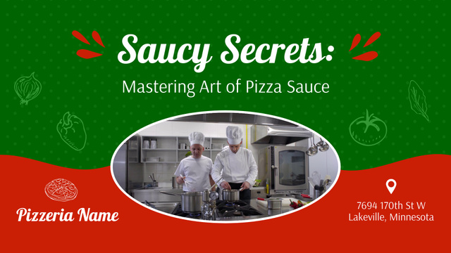 Yummy Sauce Cooking Tips With Chef In Pizzeria Full HD video Design Template