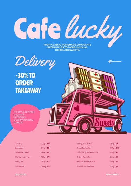 Template di design Modern Cafe List Of Dishes With Discount For Takeaway Menu