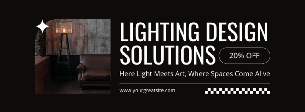 Platilla de diseño Light Design Solutions With Discounts Offer Facebook cover