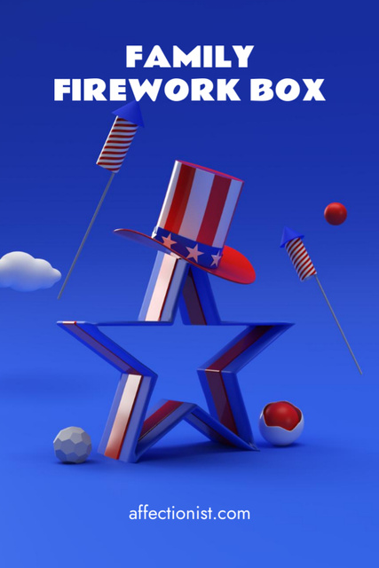 Independence Day Family Fireworks Postcard 4x6in Vertical – шаблон для дизайну