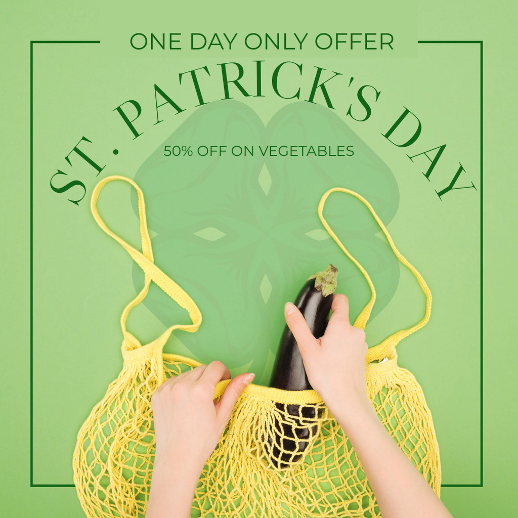 Ontwerpsjabloon van Instagram van St. Patrick's Day Vegetable Sale Announcement