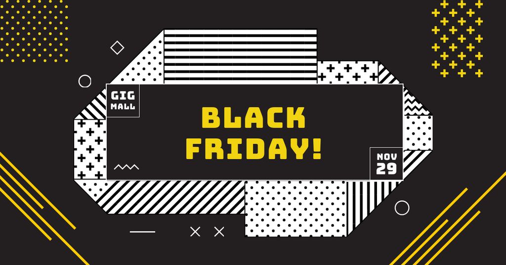 Black Friday Offer on geometric pattern Facebook AD Design Template