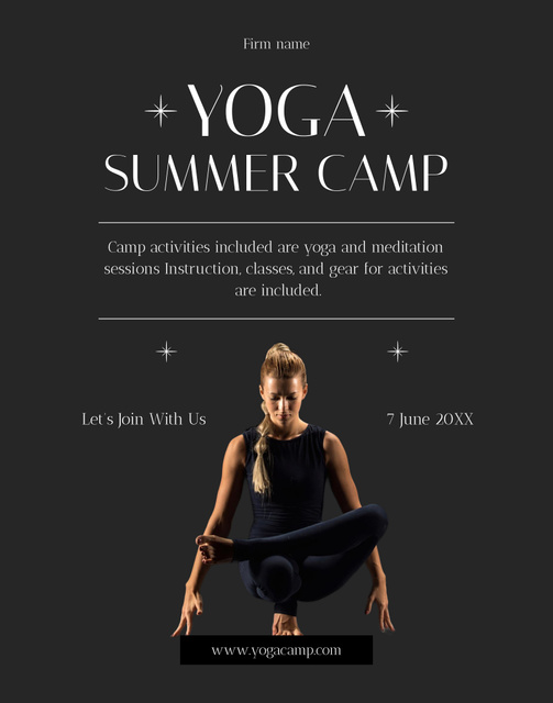 Modèle de visuel Yoga Summer Camp Invitation on Grey - Poster 22x28in