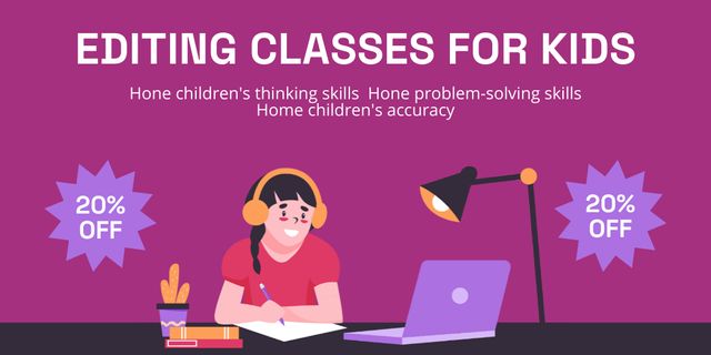 Coherent Editing Classes For Kids With Discounts Offer Twitter Design Template