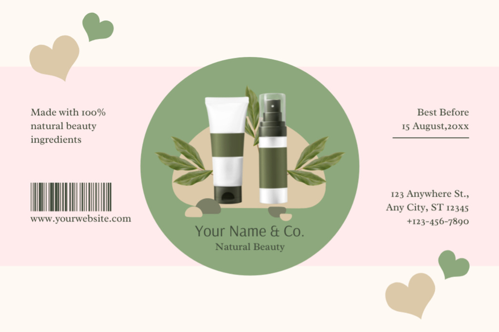 Natural Cream And Spray For Skincare Offer Label Design Template
