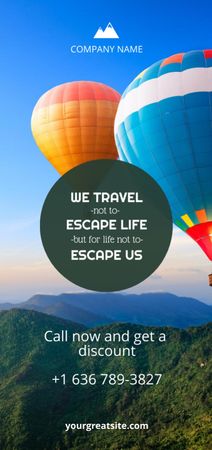 Travel inspiration with Hot Air Balloons in Mountains Flyer DIN Large Design Template