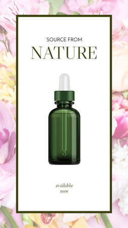 Natural Skincare Oil Ad in Floral Frame Instagram Story Design Template