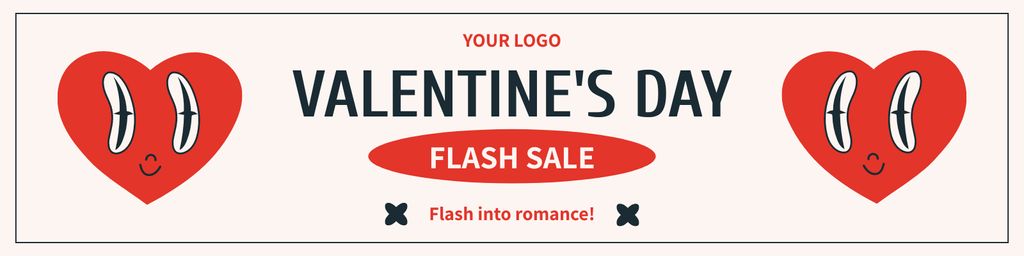 Valentine's Flash Sale Announcement With Heart Characters Twitter Design Template