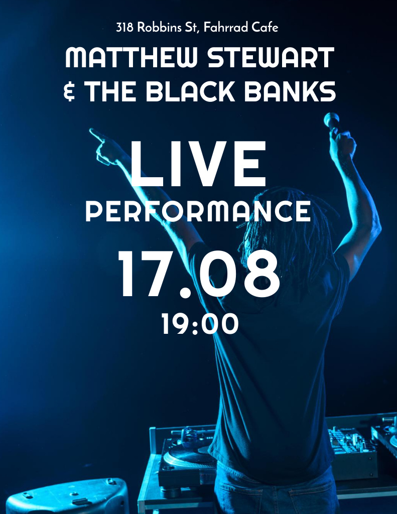 Template di design Live Performance with Dj in Club Poster 8.5x11in