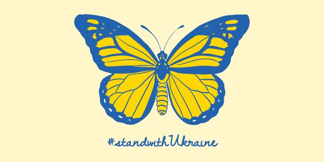 Butterfly in Ukrainian Flag Colors Image Design Template