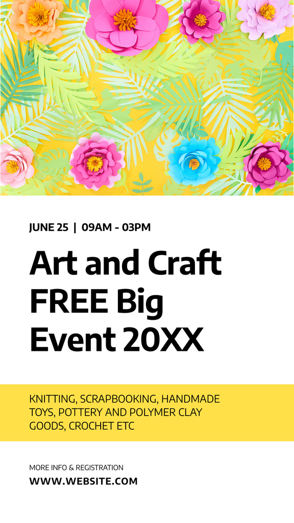 Bright Announcement of Craft and Art Event Instagram Story Design Template