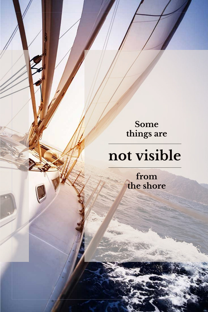 White sailing boat with inspirational quote Pinterest Modelo de Design