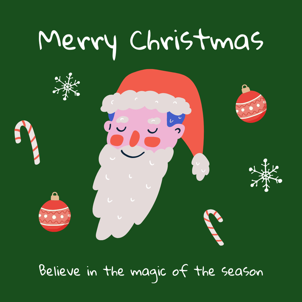 Christmas Greeting with Cute Joyful Santa Instagram Design Template