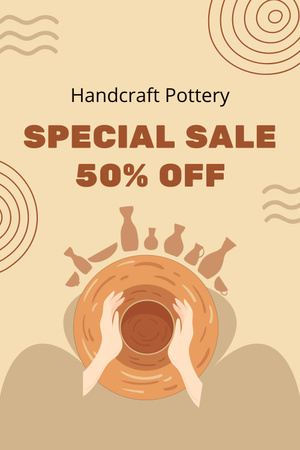 Ontwerpsjabloon van Pinterest van Pottery Craft Sale Announcement