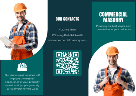 Szablon projektu Commercial Masonry Services Green Brochure