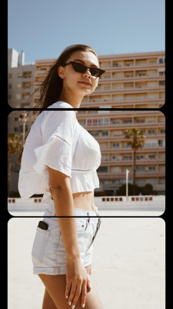 Stylish Girl in Sunglasses Instagram Story Modelo de Design