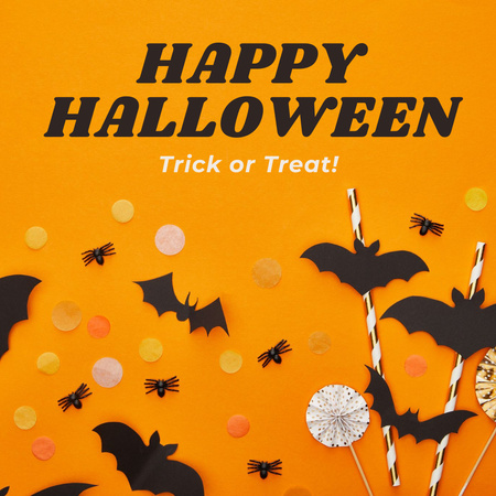 Halloween Greeting with Bats Instagram Design Template