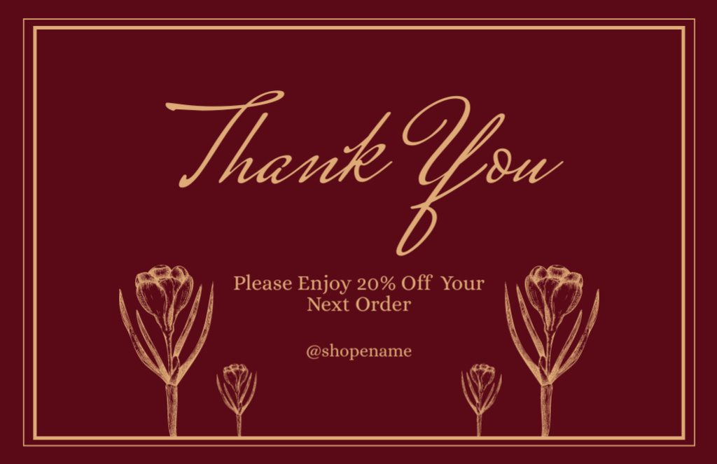 Message of Thanking For Your Order in Red Thank You Card 5.5x8.5in Design Template