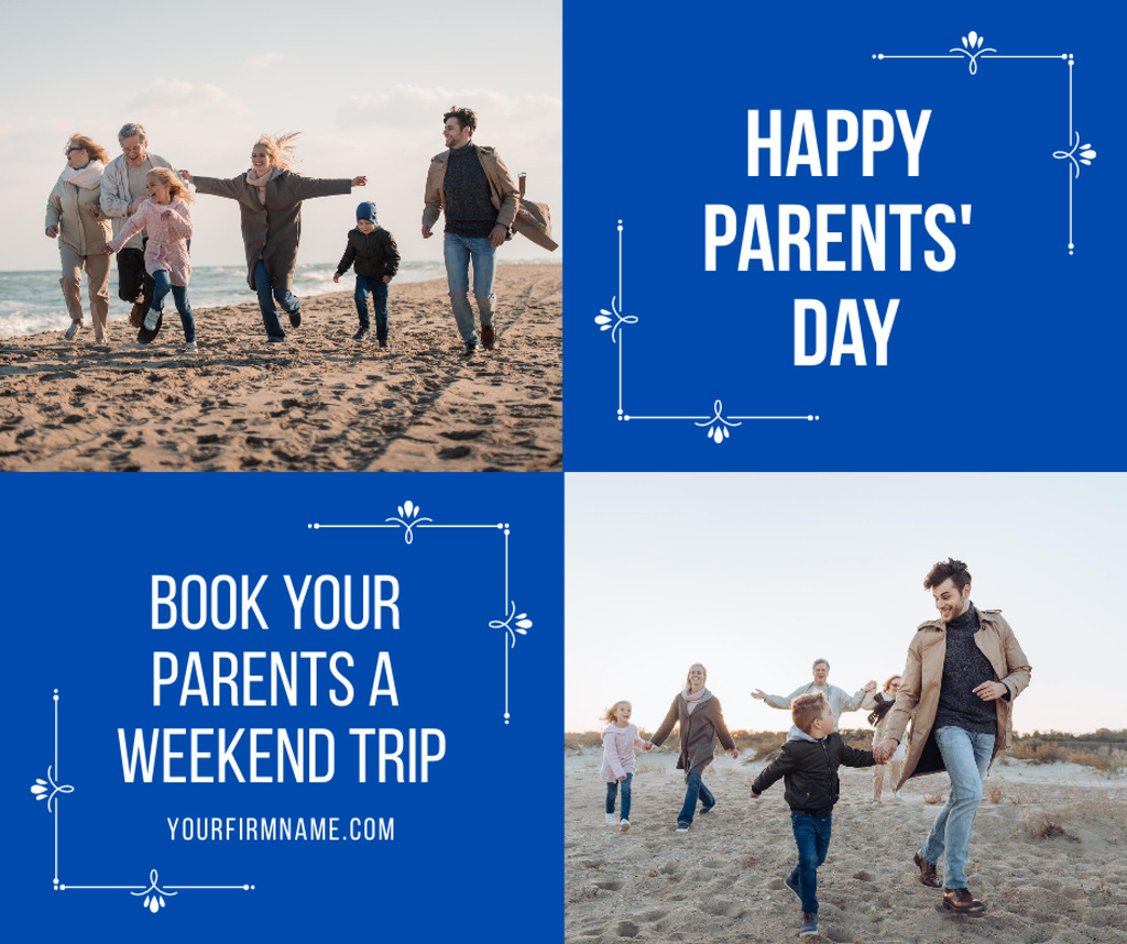 Happy Family Together on Parents' Day And Weekend Trip Promotion Facebook Modelo de Design