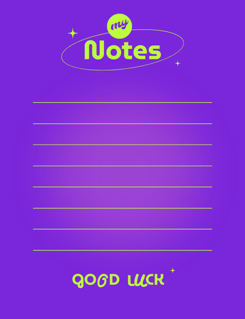 Personal Planning Wish Good Luck In Purple Notepad 107x139mm Design Template