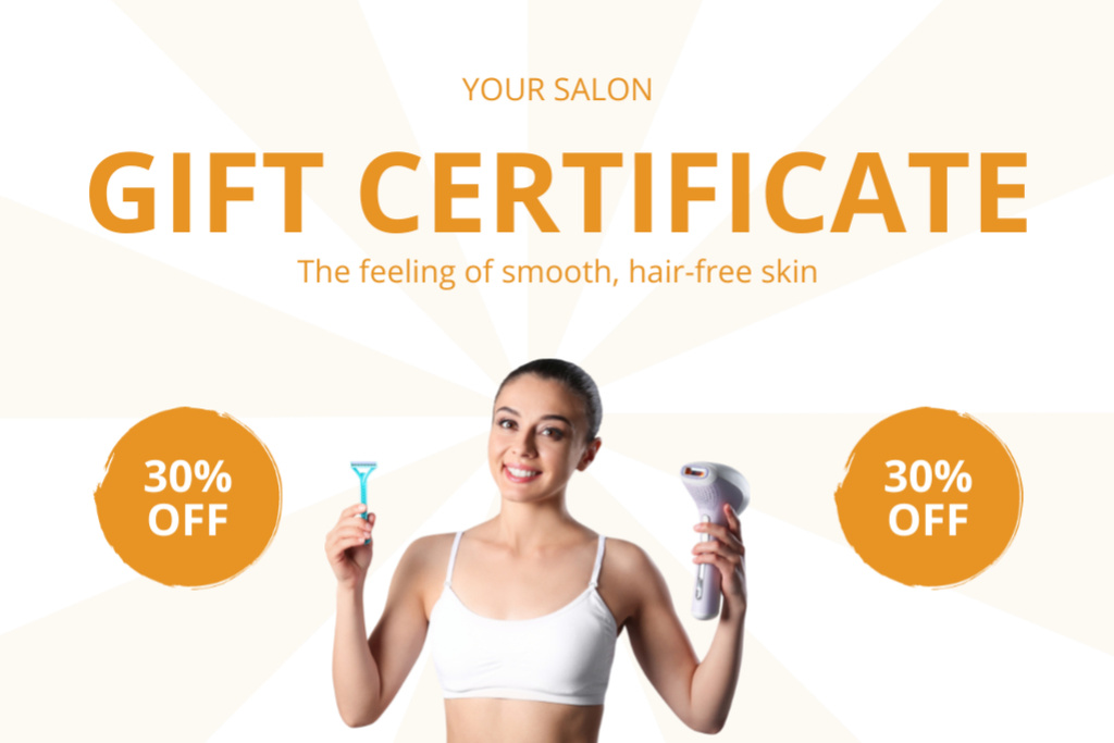 Platilla de diseño Gift Certificate for Hair Removal Session in Salon Gift Certificate
