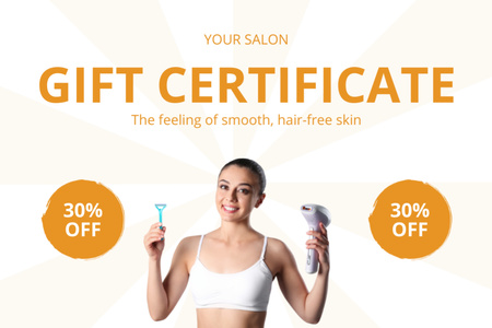 Gift Certificate for Hair Removal Session in Salon Gift Certificate Design Template