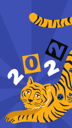Cute New Year Greeting with Tiger Instagram Story Modelo de Design