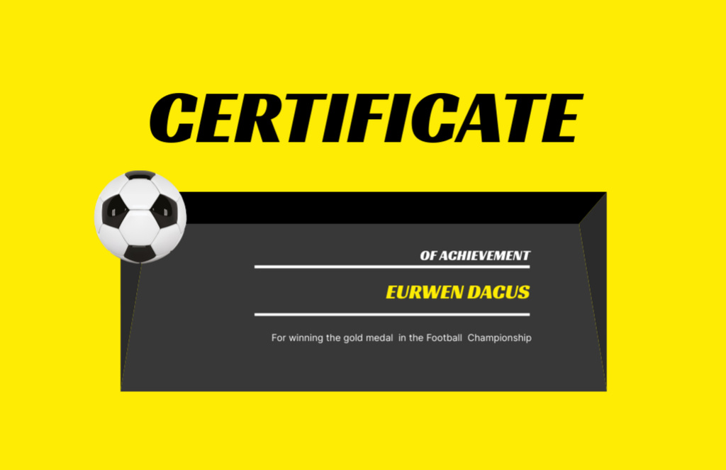 Achievement Award in Soccer with Ball Certificate 5.5x8.5in Tasarım Şablonu