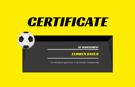 Achievement Award in Soccer with Ball Certificate 5.5x8.5in Design Template