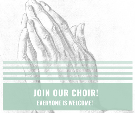 Invitation to Religious Choir with Hands Folded in Prayer Medium Rectangle Design Template