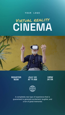 Man in Virtual Reality Glasses Instagram Video Story Design Template