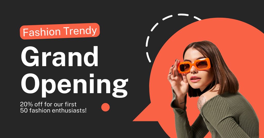 Ontwerpsjabloon van Facebook AD van Trendsetting Fashion Store Grand Opening With Discounts