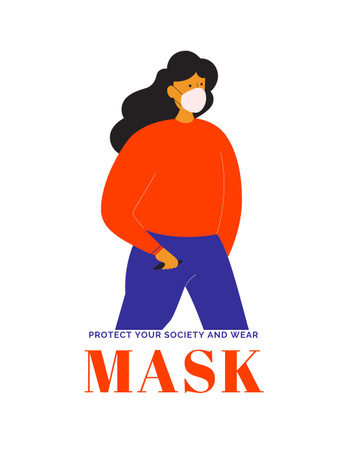maske ile koruyun T-Shirt Tasarım Şablonu