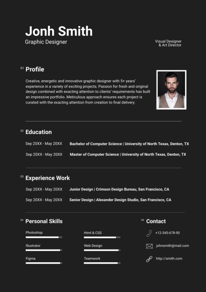 Template di design Graphic Design Specialist With Work Experience Resume