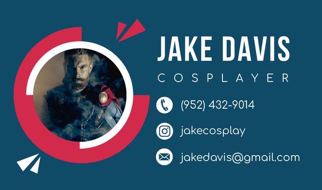 Man in Cosplay Costume Business card Design Template