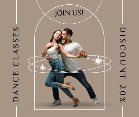 Ontwerpsjabloon van Facebook van Promotie van dansles met gepassioneerd danspaar